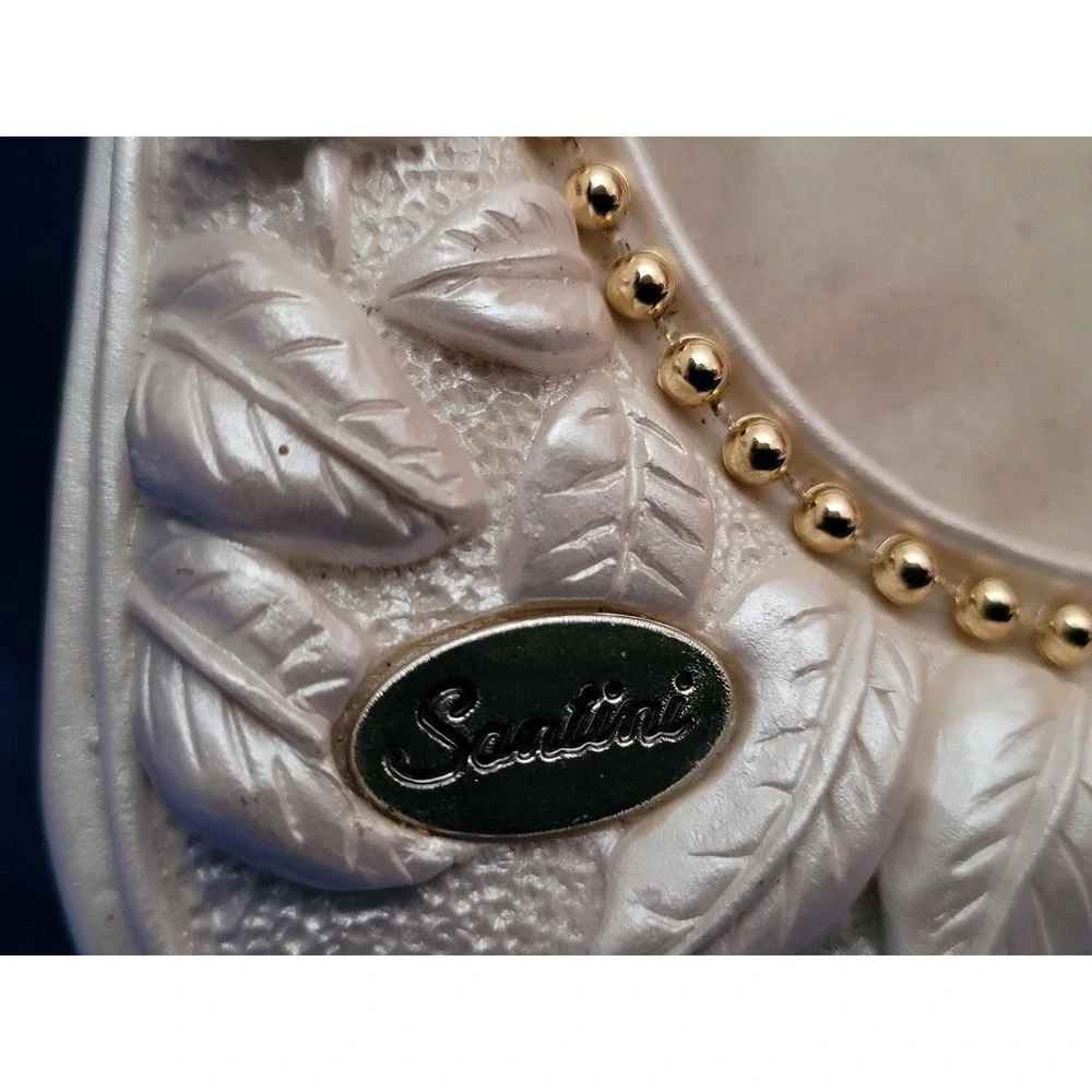 Ceramic Picture Frame Santini Roses & Rhinestones Design with Gold Accents
